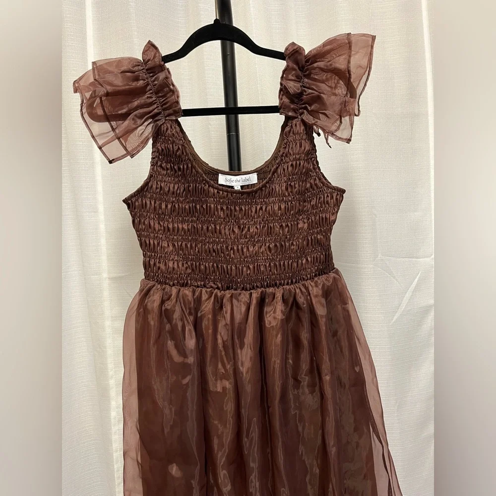 Sofie the label taffeta midi brown dress whimsigoth/fairycore style | size S - Picture 2 of 8